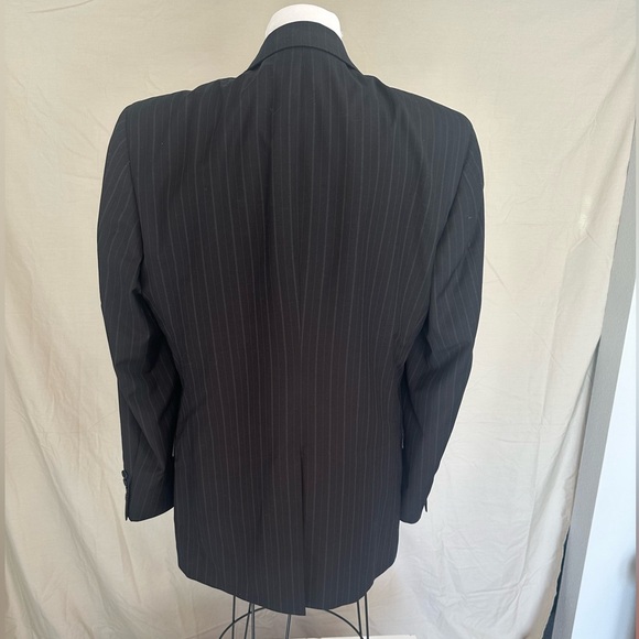Pinstripe Palm Beach men’s suit jacket blazer 39 regular Delberts clothing black - Picture 7 of 15